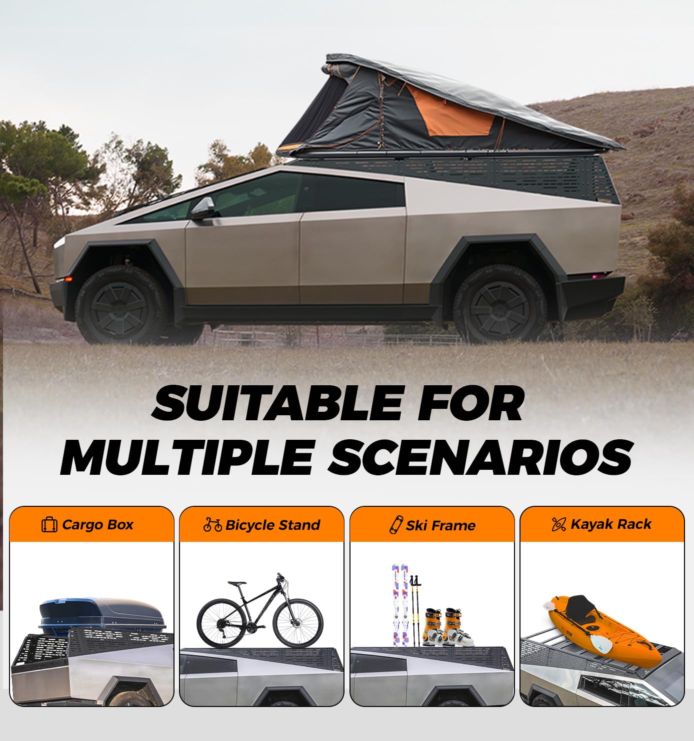 TERRATRECK Long Version Cargo Racks Roof for Tesla Cybertruck 2024-2025