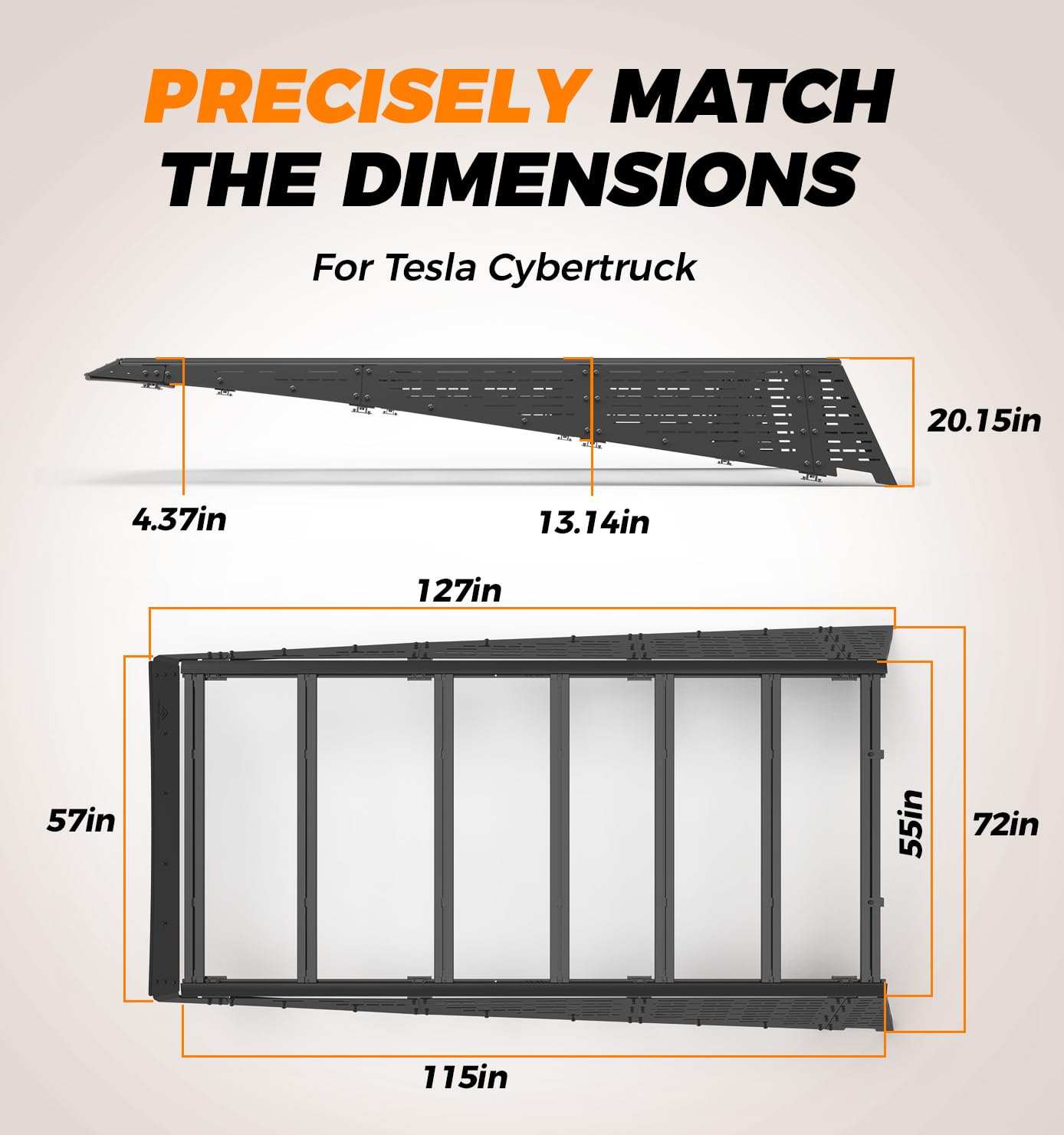 TERRATRECK Long Version Cargo Racks Roof for Tesla Cybertruck 2024-2025